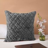 LUXE HOME INTERNATIONAL Rabbit Fur Diamond Design Ultra Soft Cushion Cover Both Side Fur for Home Décor, Sofa, Bedroom, Festival Gifting, Living Room 16x16 Set of 2 - Grey