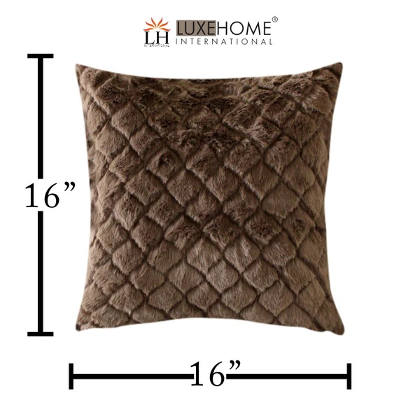 LUXE HOME INTERNATIONAL RabbitFurDiamondDesignUltraSoftCushionCoverBothSideFurforHomeDécor,Sofa,Bedroom,FestivalGifting,LivingRoom16x16Setof2 - Chcolate