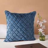 LUXE HOME INTERNATIONAL Rabbit Fur Diamond Design Ultra Soft Cushion Cover Both Side Fur for Home Décor, Sofa, Bedroom, Festival Gifting, Living Room 16x16 Set of 2 - Blue
