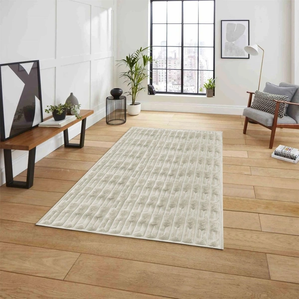 Luxe Home International Rabbit Tail Fur Carpet Super Soft, Washable, Anti Skid Carpets for Home, Bedroom, Livingroom - (3x5 Feet, Cream) - 3x5 Feet, Cream