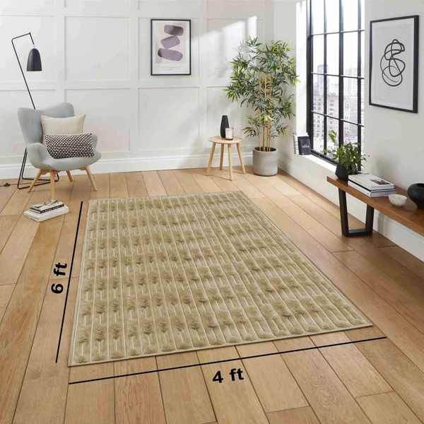 Luxe Home International Rabbit Tail Fur Carpet Super Soft, Washable, Anti Skid Carpets for Home, Bedroom, Livingroom - (4x6 Feet, Beige) - 4x6 Feet, Beige