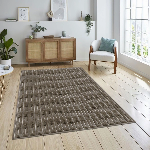 Luxe Home International Rabbit Tail Fur Carpet Super Soft, Washable, Anti Skid Carpets for Home, Bedroom, Livingroom - (4x6 Feet, Cocoa) - 4x6 Feet, Cocoa