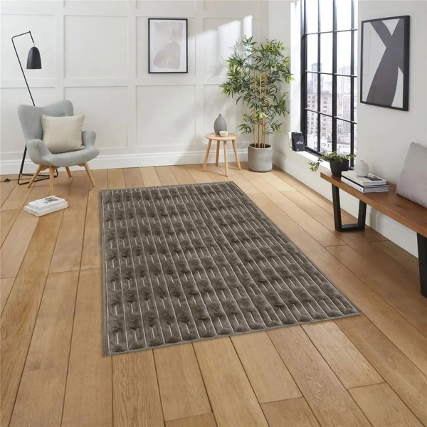Luxe Home International Rabbit Tail Fur Carpet Super Soft, Washable, Anti Skid Carpets for Home, Bedroom, Livingroom - (3x5 Feet, Cocoa) - 3x5 Feet, Cocoa