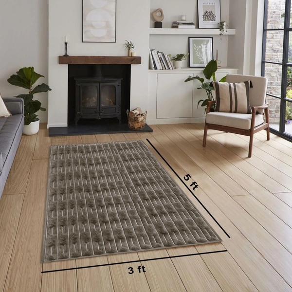 Luxe Home International Rabbit Tail Fur Carpet Super Soft, Washable, Anti Skid Carpets for Home, Bedroom, Livingroom - (3x5 Feet, Cocoa) - 3x5 Feet, Cocoa