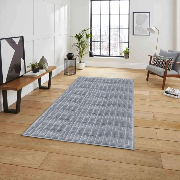 Luxe Home International Rabbit Tail Fur Carpet Super Soft, Washable, Anti Skid Carpets for Home, Bedroom, Livingroom - (3x5 Feet, Silver) - 3x5 Feet, Silver