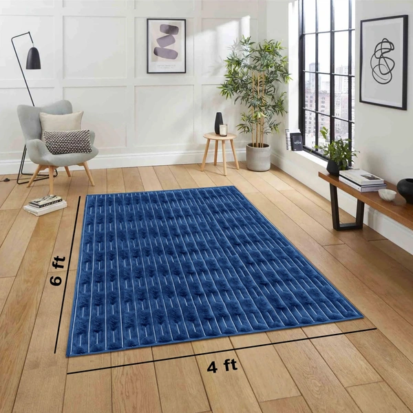 Luxe Home International Rabbit Tail Fur Carpet Super Soft, Washable, Anti Skid Carpets for Home, Bedroom, Livingroom - (4x6 Feet, Blue) - 4x6 Feet, Blue