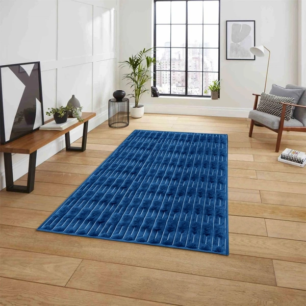 Luxe Home International Rabbit Tail Fur Carpet Super Soft, Washable, Anti Skid Carpets for Home, Bedroom, Livingroom - (3x5 Feet, Blue) - 3x5 Feet, Blue