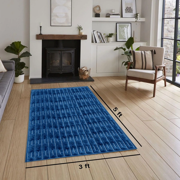 Luxe Home International Rabbit Tail Fur Carpet Super Soft, Washable, Anti Skid Carpets for Home, Bedroom, Livingroom - (3x5 Feet, Blue) - 3x5 Feet, Blue
