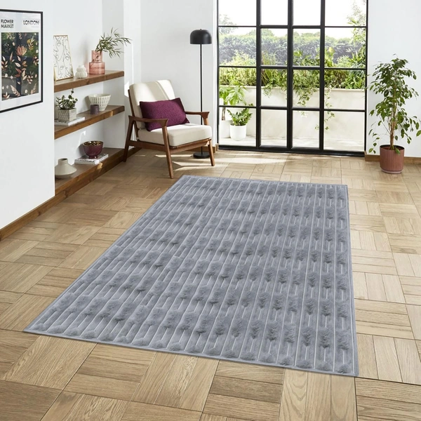 Luxe Home International Rabbit Tail Fur Carpet Super Soft, Washable, Anti Skid Carpets for Home, Bedroom, Livingroom - (4x6 Feet, Silver) - 4x6 Feet, Silver