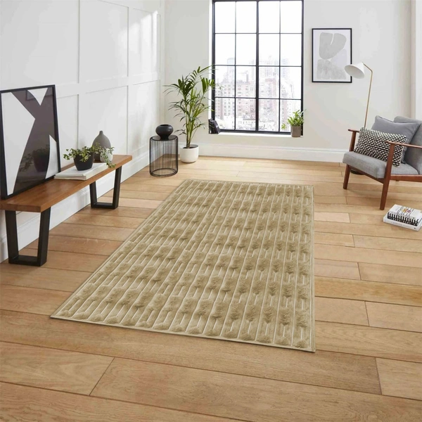 Luxe Home International Rabbit Tail Fur Carpet Super Soft, Washable, Anti Skid Carpets for Home, Bedroom, Livingroom - (3x5 Feet, Beige) - 3x5 Feet, Beige