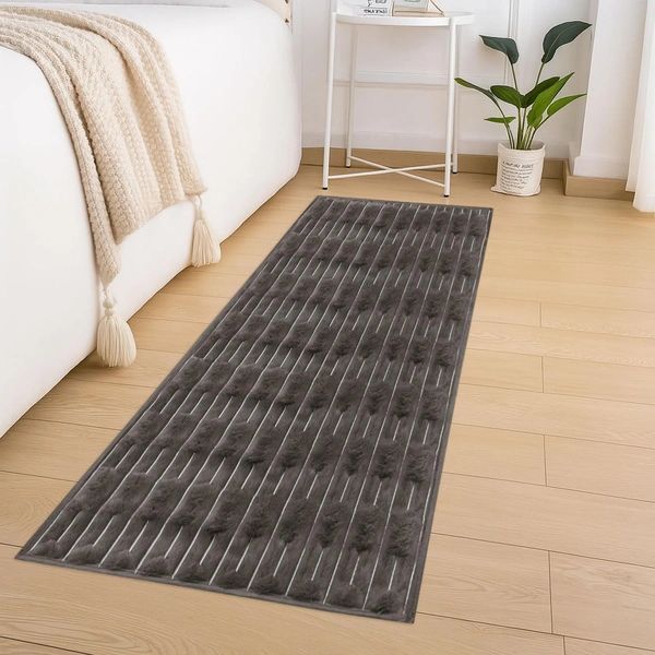 Luxe Home International Rabbit Tail Fur Floor Runner Super Soft, Washable, Anti Skid Runners for Bedroom - (2x5 Feet, Cocoa) - 2x5 Feet, Cocoa