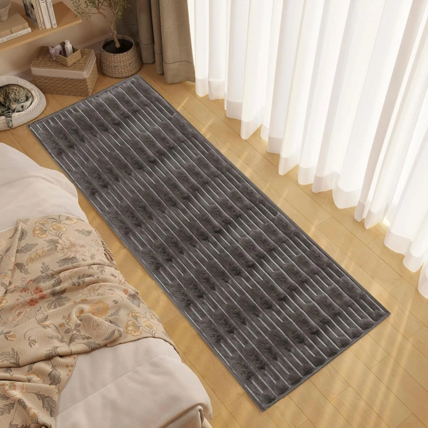 Luxe Home International Rabbit Tail Fur Floor Runner Super Soft, Washable, Anti Skid Runners for Bedroom - (2x5 Feet, Cocoa) - 2x5 Feet, Cocoa
