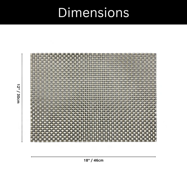 Luxe Home International LUXE HOME INTERNATIONAL Rectangular Pack of 2 Table Placemat (Black, PVC) - 30x46 cm, Black