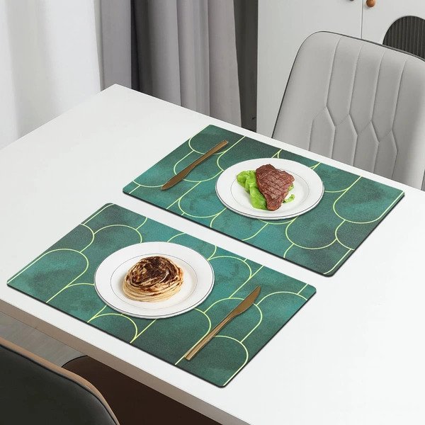 Luxe Home International LUXE HOME INTERNATIONAL Rectangular Pack of 2 Table Placemat (Green, Rubber) - 30x40 cm, Green