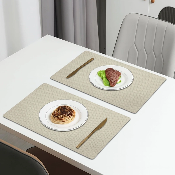 Luxe Home International LUXE HOME INTERNATIONAL Rectangular Pack of 2 Table Placemat (Beige, PVC) - 30x46 cm, Beige