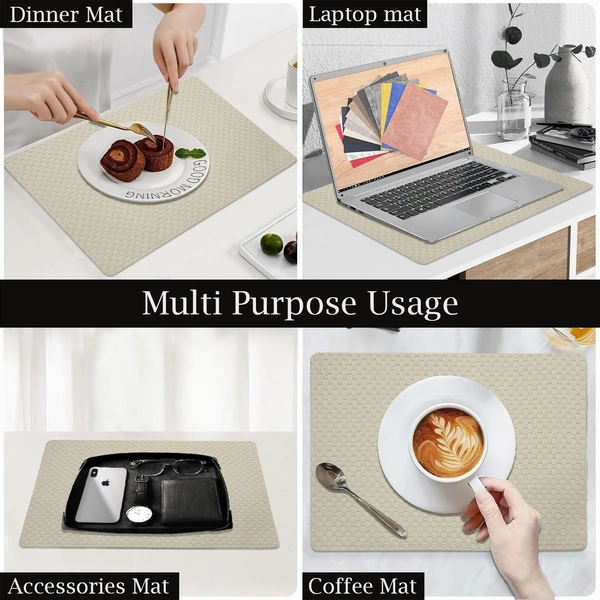 Luxe Home International LUXE HOME INTERNATIONAL Rectangular Pack of 2 Table Placemat (Beige, PVC) - 30x46 cm, Beige