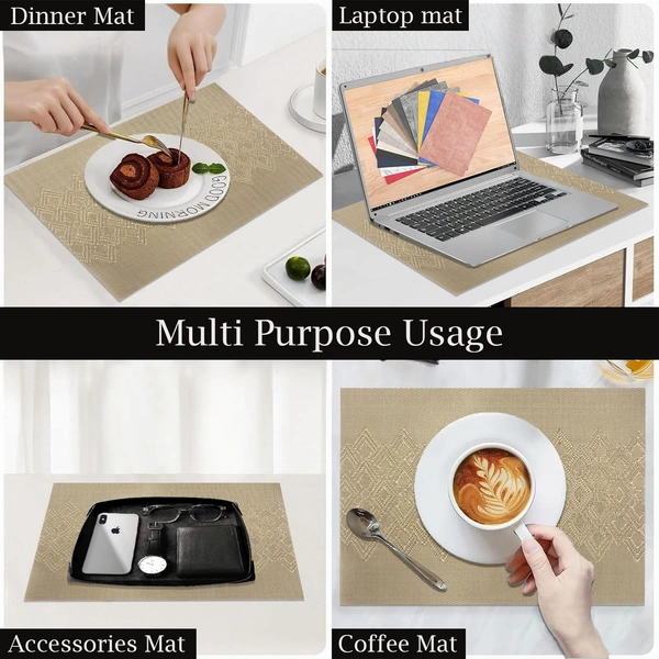 Luxe Home International LUXE HOME INTERNATIONAL Rectangular Pack of 2 Table Placemat (Gold, PVC) - 30x46 cm, Gold