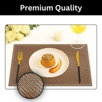 Luxe Home International LUXE HOME INTERNATIONAL Rectangular Pack of 2 Table Placemat (Brown, Polyester) - 30x46 cm, Brown