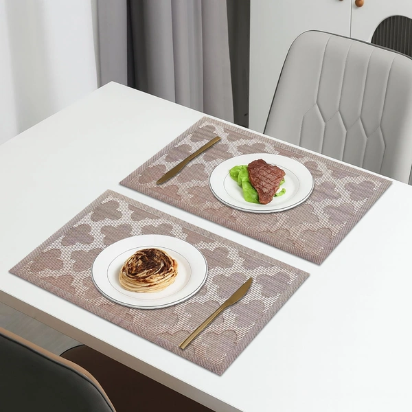 Luxe Home International LUXE HOME INTERNATIONAL Rectangular Pack of 2 Table Placemat (Brown, PVC) - 30x46 cm, Brown