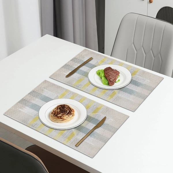 Luxe Home International LUXE HOME INTERNATIONAL Rectangular Pack of 2 Table Placemat (White, PVC) - 30x46 cm, White