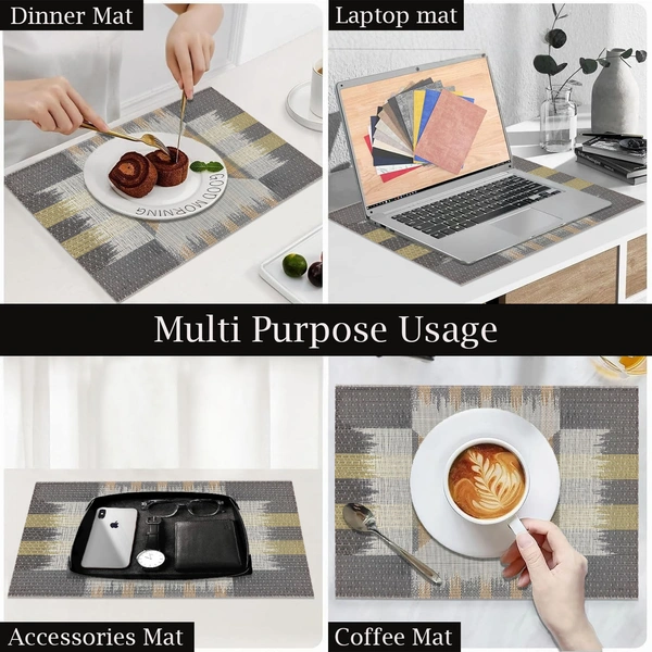 Luxe Home International LUXE HOME INTERNATIONAL Rectangular Pack of 2 Table Placemat (Black, PVC) - 30x46 cm, Black