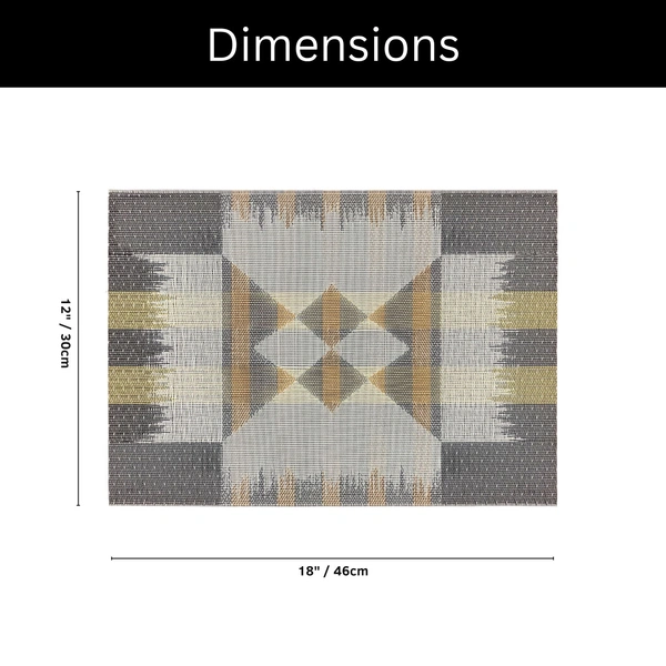 Luxe Home International LUXE HOME INTERNATIONAL Rectangular Pack of 2 Table Placemat (Black, PVC) - 30x46 cm, Black