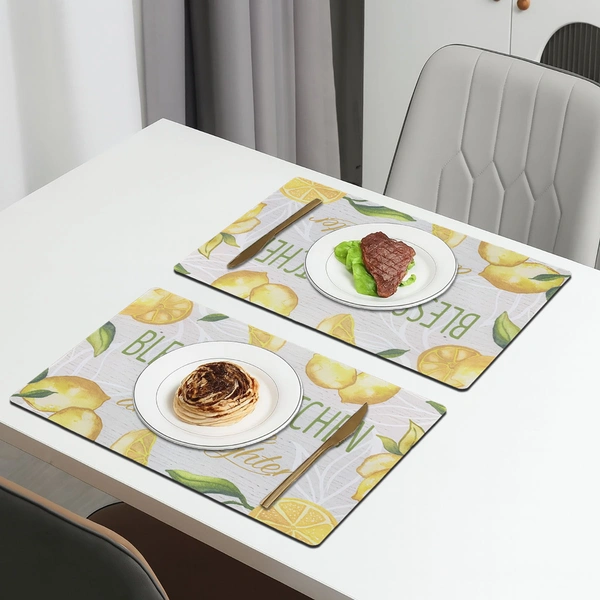 Luxe Home International LUXE HOME INTERNATIONAL Rectangular Pack of 2 Table Placemat (Yellow, Rubber) - 30x40 cm, Yellow