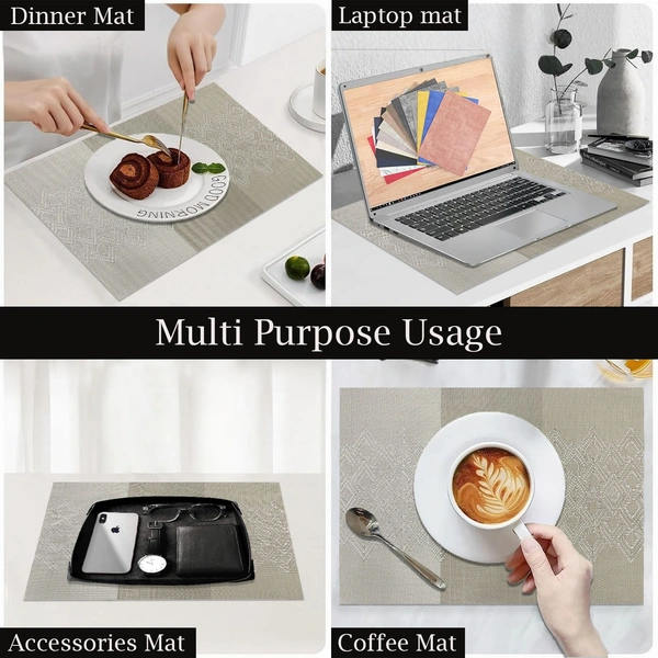 Luxe Home International LUXE HOME INTERNATIONAL Rectangular Pack of 2 Table Placemat (Multicolor, PVC) - 30x46 cm, Multicolor