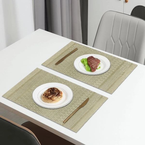 Luxe Home International LUXE HOME INTERNATIONAL Rectangular Pack of 2 Table Placemat (Gold, PVC) - 30x46 cm, Gold