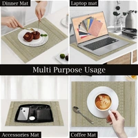 Luxe Home International LUXE HOME INTERNATIONAL Rectangular Pack of 2 Table Placemat (Gold, PVC) - 30x46 cm, Gold