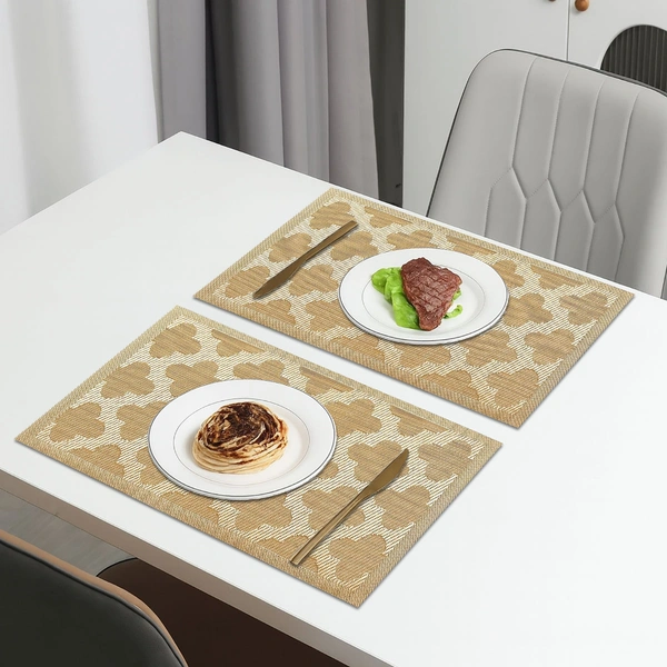 Luxe Home International LUXE HOME INTERNATIONAL Rectangular Pack of 2 Table Placemat (Gold, PVC) - 30x46 cm, Gold