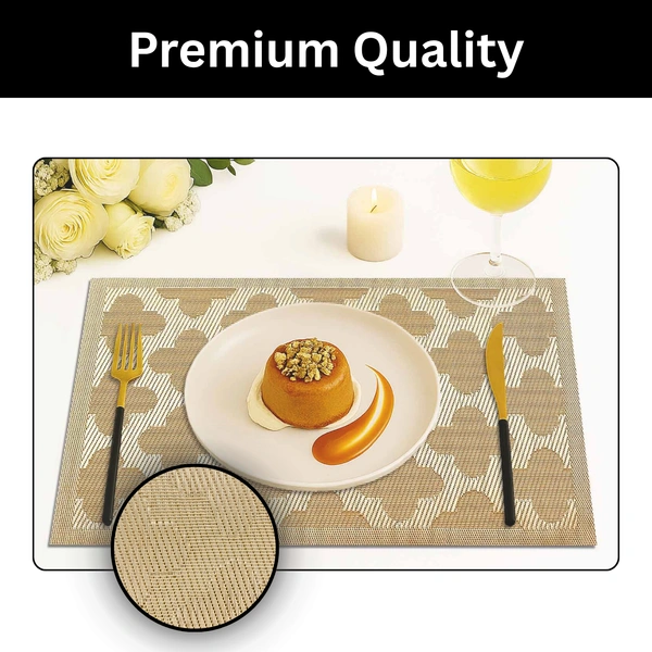 Luxe Home International LUXE HOME INTERNATIONAL Rectangular Pack of 2 Table Placemat (Gold, PVC) - 30x46 cm, Gold