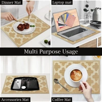 Luxe Home International LUXE HOME INTERNATIONAL Rectangular Pack of 2 Table Placemat (Gold, PVC) - 30x46 cm, Gold