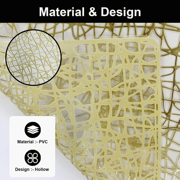 Luxe Home International LUXE HOME INTERNATIONAL Rectangular Pack of 2 Table Placemat (Gold, PVC) - 30x46 cm, Gold