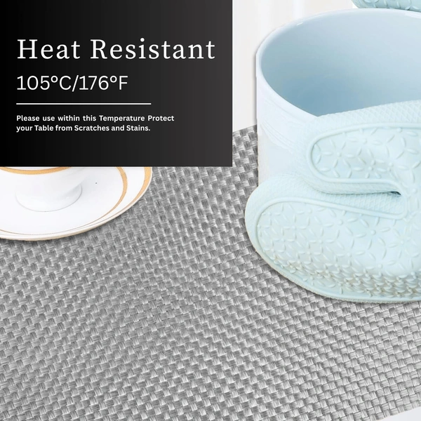 Luxe Home International LUXE HOME INTERNATIONAL Rectangular Pack of 2 Table Placemat (Silver, PVC) - 30x46 cm, Silver