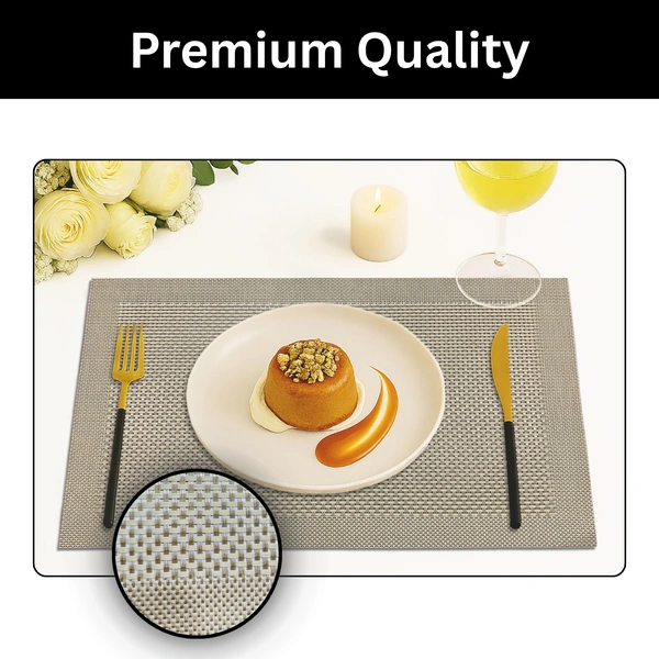 Luxe Home International LUXE HOME INTERNATIONAL Rectangular Pack of 2 Table Placemat (Gold, PVC) - 30x46 cm, Gold