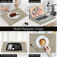 Luxe Home International LUXE HOME INTERNATIONAL Rectangular Pack of 2 Table Placemat (Gold, PVC) - 30x46 cm, Gold