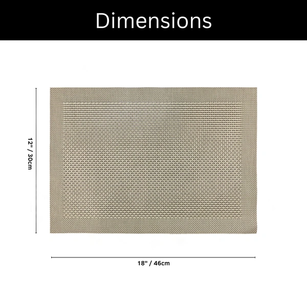 Luxe Home International LUXE HOME INTERNATIONAL Rectangular Pack of 2 Table Placemat (Gold, PVC) - 30x46 cm, Gold