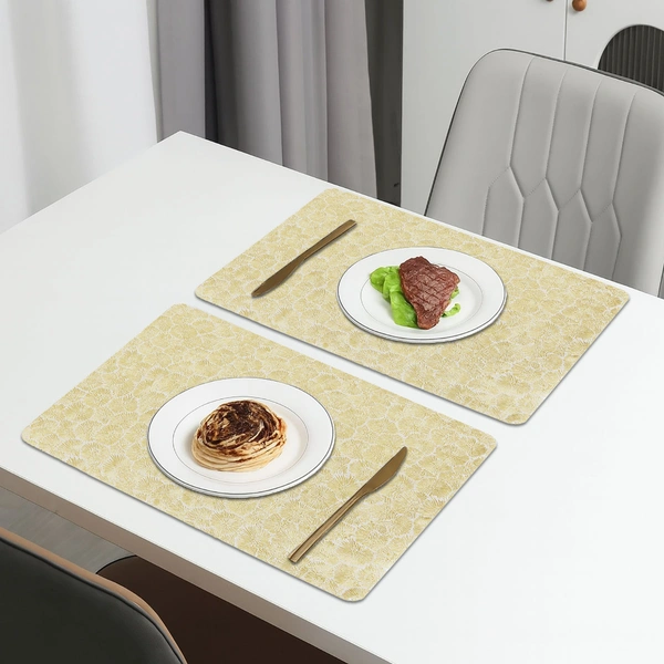 Luxe Home International LUXE HOME INTERNATIONAL Rectangular Pack of 2 Table Placemat (Gold, PVC) - 30x46 cm, Gold