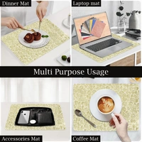 Luxe Home International LUXE HOME INTERNATIONAL Rectangular Pack of 2 Table Placemat (Gold, PVC) - 30x46 cm, Gold