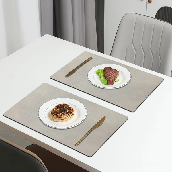 Luxe Home International LUXE HOME INTERNATIONAL Rectangular Pack of 2 Table Placemat (Grey, Rubber) - 30x40 cm, Grey