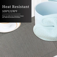 Luxe Home International LUXE HOME INTERNATIONAL Rectangular Pack of 2 Table Placemat (Black, PVC) - 30x46 cm, Black