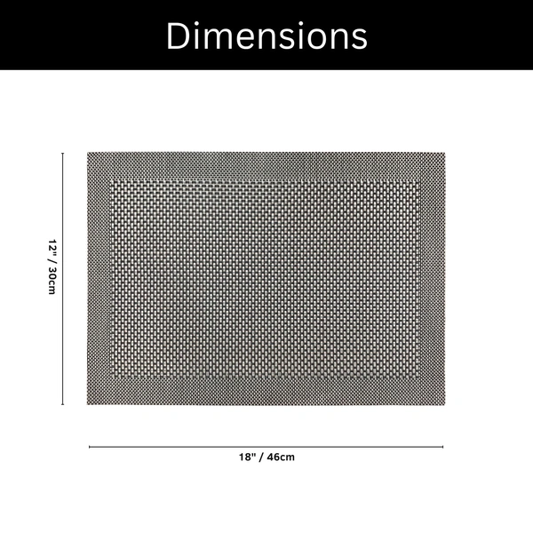 Luxe Home International LUXE HOME INTERNATIONAL Rectangular Pack of 2 Table Placemat (Black, PVC) - 30x46 cm, Black