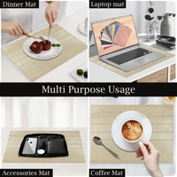 Luxe Home International LUXE HOME INTERNATIONAL Rectangular Pack of 2 Table Placemat (Gold, PVC) - 30x46 cm, Gold