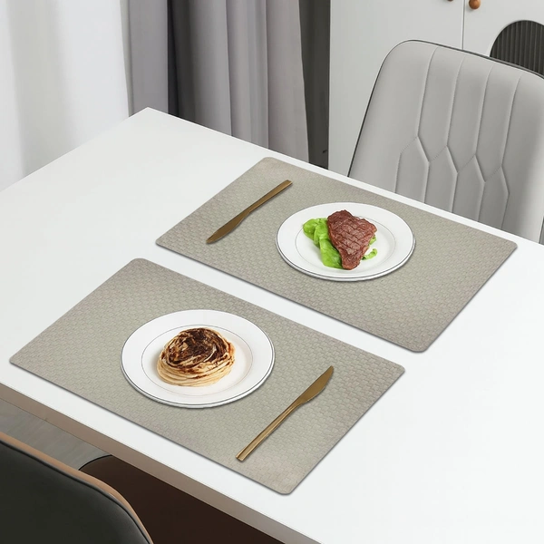 Luxe Home International LUXE HOME INTERNATIONAL Rectangular Pack of 2 Table Placemat (Grey, PVC) - 30x46 cm, Grey