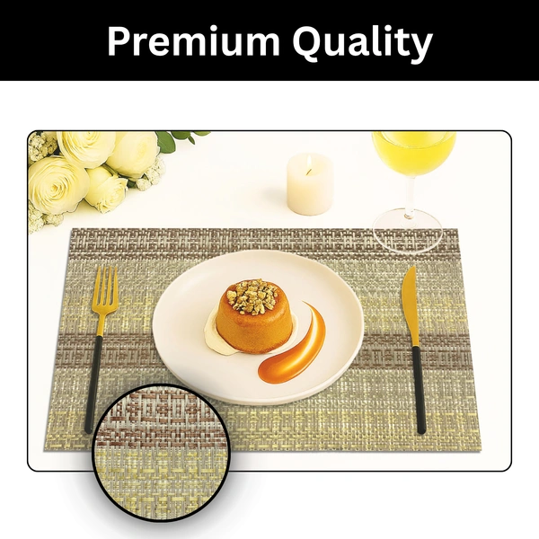 Luxe Home International LUXE HOME INTERNATIONAL Rectangular Pack of 2 Table Placemat (Brown, PVC) - 30x46 cm, Brown