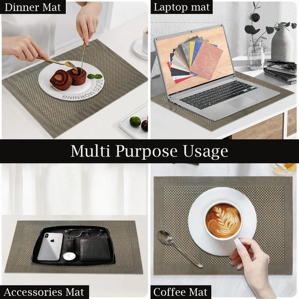 Luxe Home International LUXE HOME INTERNATIONAL Rectangular Pack of 2 Table Placemat (Brown, PVC) - 30x46 cm, Brown