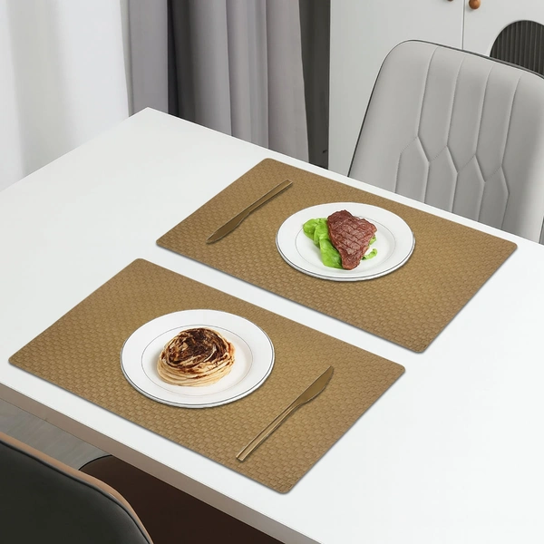 Luxe Home International LUXE HOME INTERNATIONAL Rectangular Pack of 2 Table Placemat (Brown, PVC) - 30x46 cm, Brown