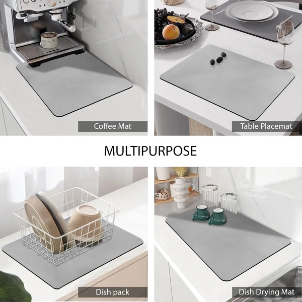 Luxe Home International LUXE HOME INTERNATIONAL Rectangular Pack of 4 Table Placemat (Grey, Rubber) - 30x40 cm, Grey