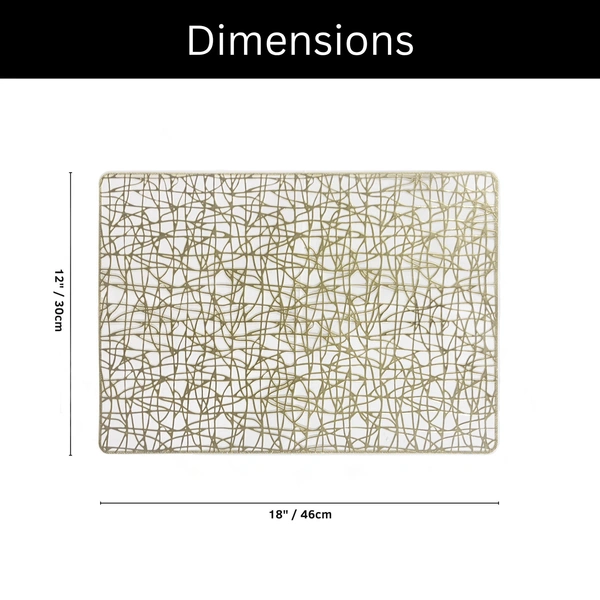 Luxe Home International LUXE HOME INTERNATIONAL Rectangular Pack of 4 Table Placemat (Gold, PVC) - 30x46 cm, Gold